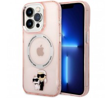 Чехол Lagerfeld для iPhone 14 Pro PC/TPU NFT Karl & Choupette Hard Translucent Pink (MagSafe)