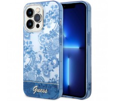 Чехол Guess для iPhone 14 Pro Max PC/TPU Toile de Jouy Electroplated camera Hard, голубой