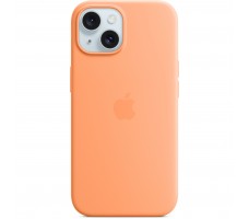Silicone Case with MagSafe for iPhone 15 - Orange Sorbet