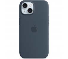Silicone Case with MagSafe for iPhone 15 - Storm Blue