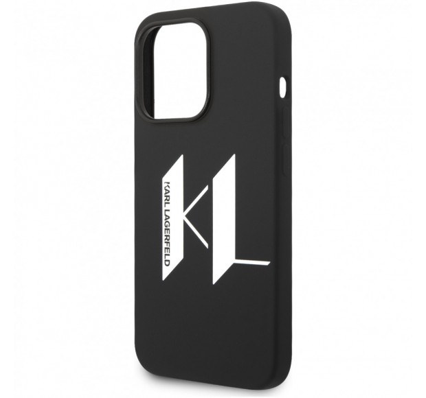 Lagerfeld для iPhone 14 Pro чехол Liquid silicone Big KL logo Hard Black