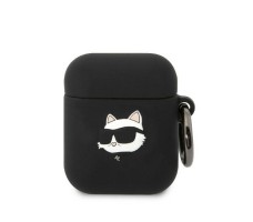 Lagerfeld для Airpods 1/2 чехол Silicone case with ring NFT 3D Choupette Black
