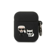 Lagerfeld для Airpods 1/2 чехол Silicone case with ring Karl & Choupette White