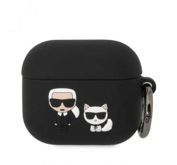Lagerfeld для Airpods 3 чехол Silicone case with ring Karl & Choupette Black