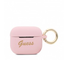 Чехол Guess для Airpods 3 Silicone with ring Script logo Light pink