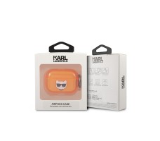 Чехол Lagerfeld для Airpods Pro TPU FLUO with ring Choupette Transp Orange