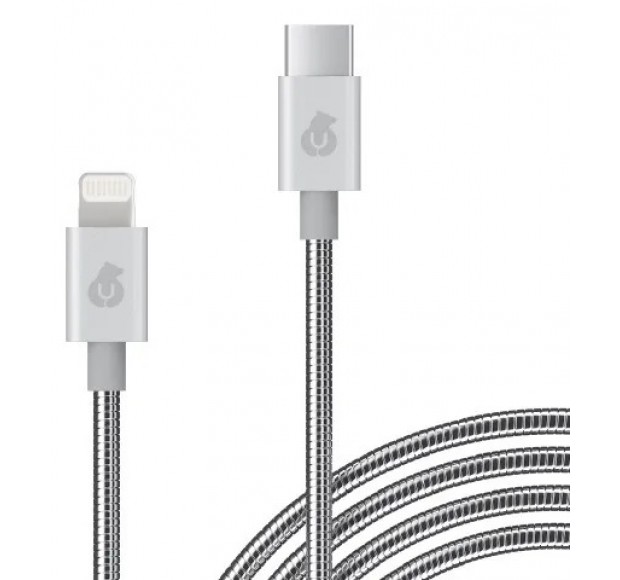 кабель зарядный Force Metal USB-C Lightning 1,2 м, серебристый