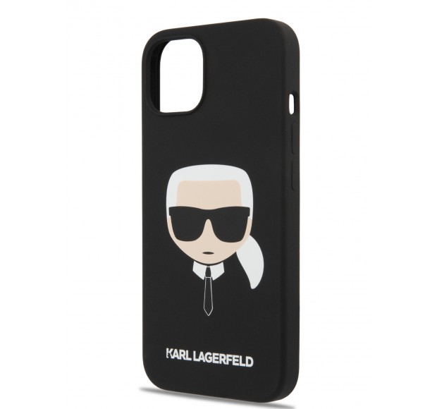 Чехол Lagerfeld для iPhone 13 Liquid silicone Karl's Head Hard Black