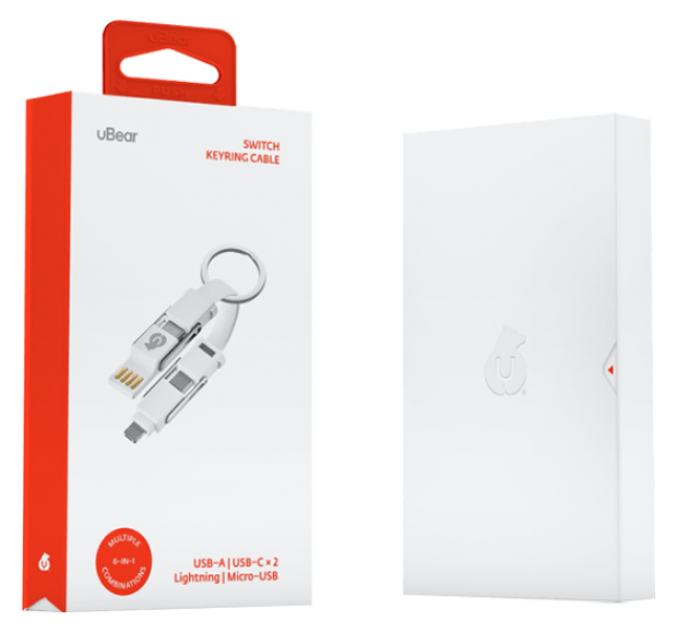 Адаптер-кабель uBear Life Switch Key Ring 6 в 1, белый