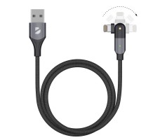 Кабель Deppa USB-A - Lightning, поворотный, 180˚, чёрный