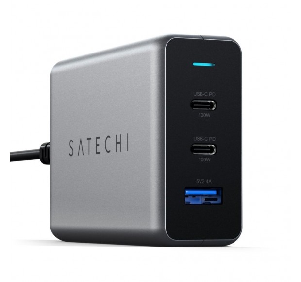 Сетевое зарядное устройство Satechi Compact Charger с технологией GaN Power. Цвет: серый космос.